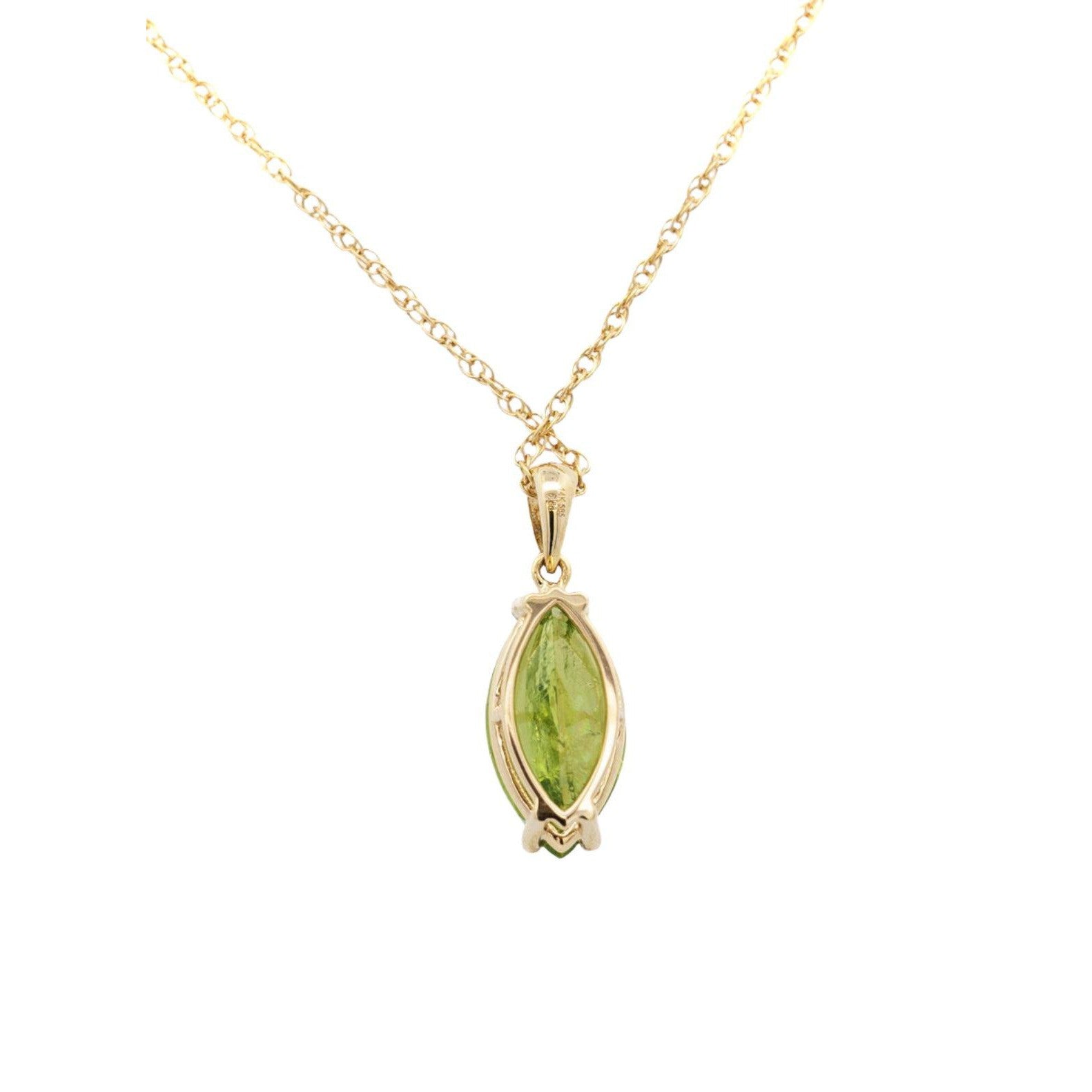 6.88 Carat Peridot Pendant Necklace in 14K Yellow Gold Rope Chain