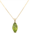 6.88 Carat Peridot Pendant Necklace in 14K Yellow Gold Rope Chain