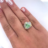 7 Carat Trilliant Cut Watermelon Green Tourmaline with Diamond Sides in 18K Gold 2 Tone Ring-Semi Precious Jewelry-ASSAY