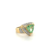 7 Carat Trilliant Cut Watermelon Green Tourmaline with Diamond Sides in 18K Gold 2 Tone Ring-Semi Precious Jewelry-ASSAY