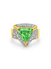 7 Carat Trilliant Cut Watermelon Green Tourmaline with Diamond Sides in 18K Gold 2 Tone Ring