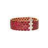 72 Carat Oval Ruby 5-Row Multi Link Tennis Bracelet in 18K Gold