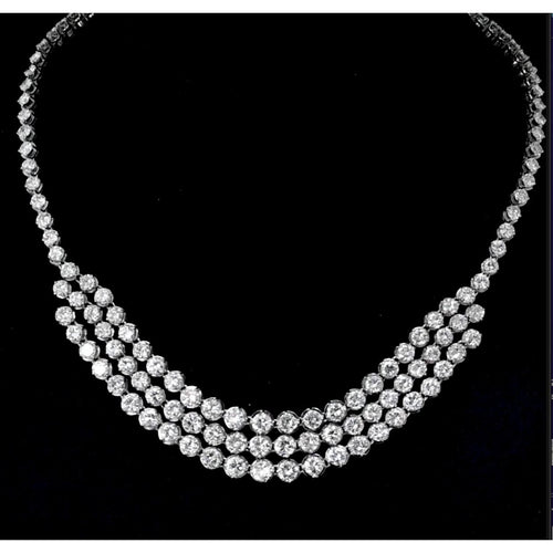 75ct Round Diamond Platinum Tennis Necklace & Bracelet Set