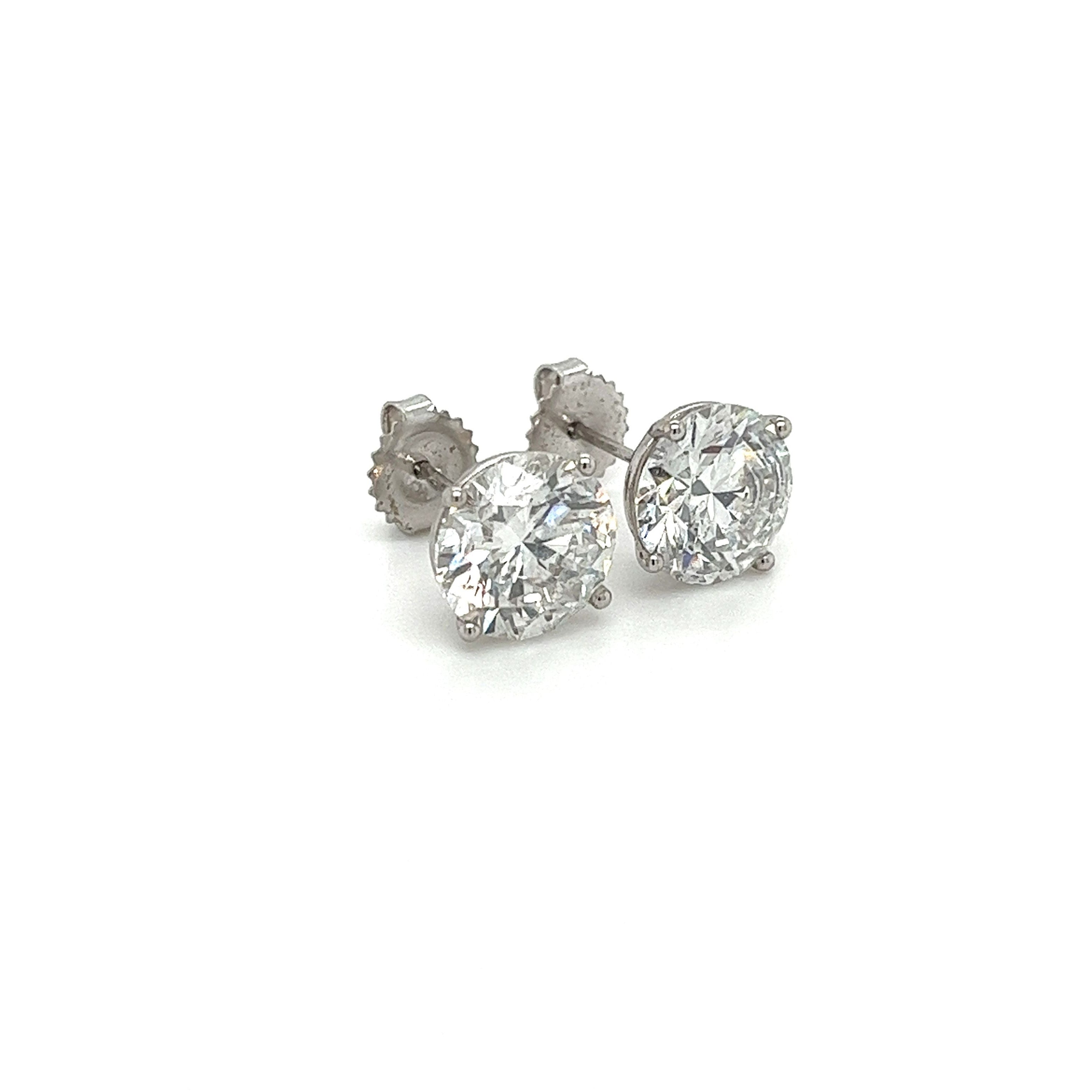 7.03 Carat Total Lab Grown CVD Diamond Martini Stud Earrings in 14K White Gold-Rings-ASSAY