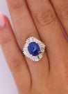 7.04 Carat Blue Star Sapphire and Diamond Platinum Ballerina Ring