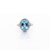 7.15 Carat Oval Aquamarine & Diamond Floral Filigree Platinum Ring