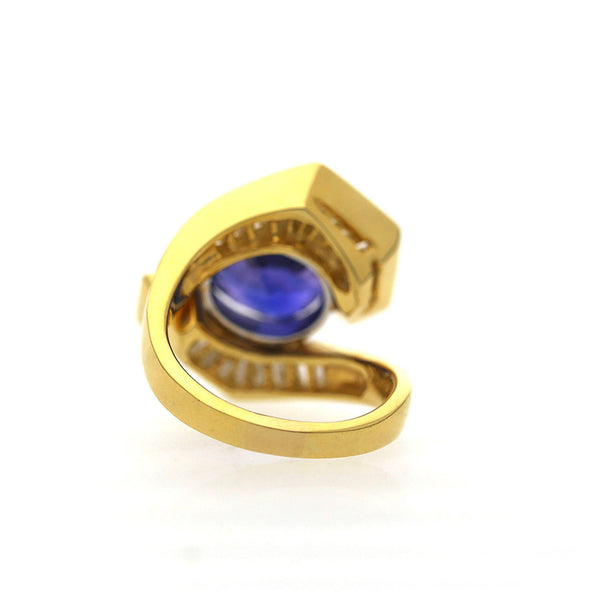 7.18 Carat Color Change Sapphire & Diamond 18K Bypass Ring