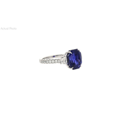 7.19 Carat Color Changing No Heat Ceylon Sapphire and Diamond Ring