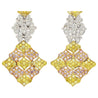 7.50 Carats Tricolor Diamond Drop Earrings in 18K White, Yellow & Rose Gold