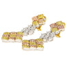 7.50 Carats Tricolor Diamond Drop Earrings in 18K White, Yellow & Rose Gold