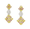 7.50 Carats Tricolor Diamond Drop Earrings in 18K White, Yellow & Rose Gold