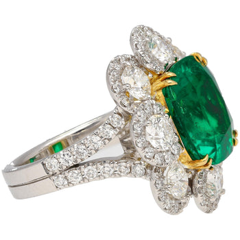 7.60 Carat Colombian Emerald GRS Certified Cushion Cut Diamond Ring – Assay Jewelers