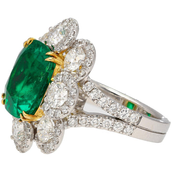 7.60 Carat Colombian Emerald GRS Certified Cushion Cut Diamond Ring – Assay Jewelers