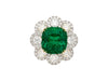 7.60 Carat Colombian Emerald GRS Certified Cushion Cut Minor Oil Diamond Ring