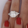 7.68 Carat TW Radiant Cut & Trillion Cut Three Stone Engagement Ring