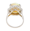 7.86 Carat Natural White Opal and Diamond Halo Platinum Ring