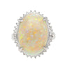 7.86 Carat Natural White Opal and Diamond Halo Platinum Ring