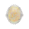 7.86 Carat Natural White Opal and Diamond Halo Platinum Ring