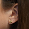 7mm 14K Gold Diamond Cut Hexagon Star Stud Earrings