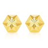 7mm 14K Gold Diamond Cut Hexagon Star Stud Earrings