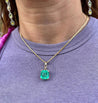 8 Carat Colombian Emerald Solitaire Pendant Necklace in 14k Gold-Emerald Pendant-ASSAY