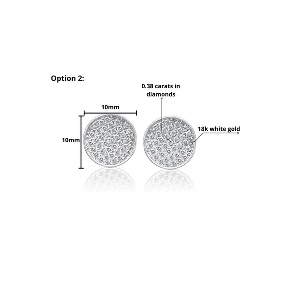 8MM-10MM Circular Round Diamond Cluster Disc Stud Earrings in 18k White Gold