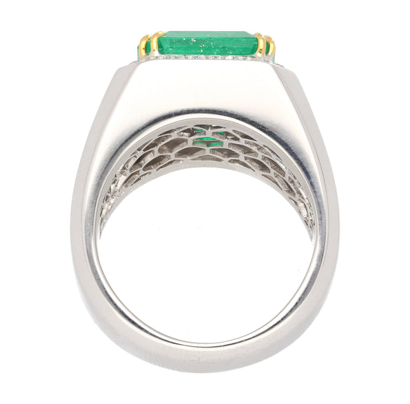 8.23 Carat Colombian Emerald & Diamond 18K Gold Mens Ring | GRS Certified