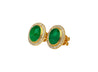 8.47 Carat Cabochon Emerald and Diamond Halo Earrings in 18K Gold