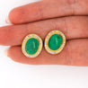 8.47 Carat Cabochon Emerald and Diamond Halo Earrings in 18K Gold