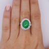 8.55 Carat Untreated Fei Cui A Jadeite Jade & Diamond Bezel Platinum Ring