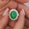 8.55 Carat Untreated Fei Cui A Jadeite Jade & Diamond Bezel Platinum Ring