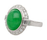 8.55 Carat Untreated Fei Cui A Jadeite Jade & Diamond Bezel Platinum Ring