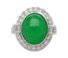 8.55 Carat Untreated Fei Cui A Jadeite Jade & Diamond Bezel Platinum Ring