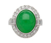 8.55 Carat Untreated Fei Cui A Jadeite Jade & Diamond Bezel Platinum Ring