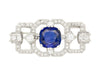 8,64 Karat AGL Zertifiziert Ceylon Cushion Schliff Blauer Saphir und Diamant Brosche Pin