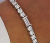 9-6 Carat Round & Emerald Cut Center Lab Diamond Tennis Bracelet in 18K