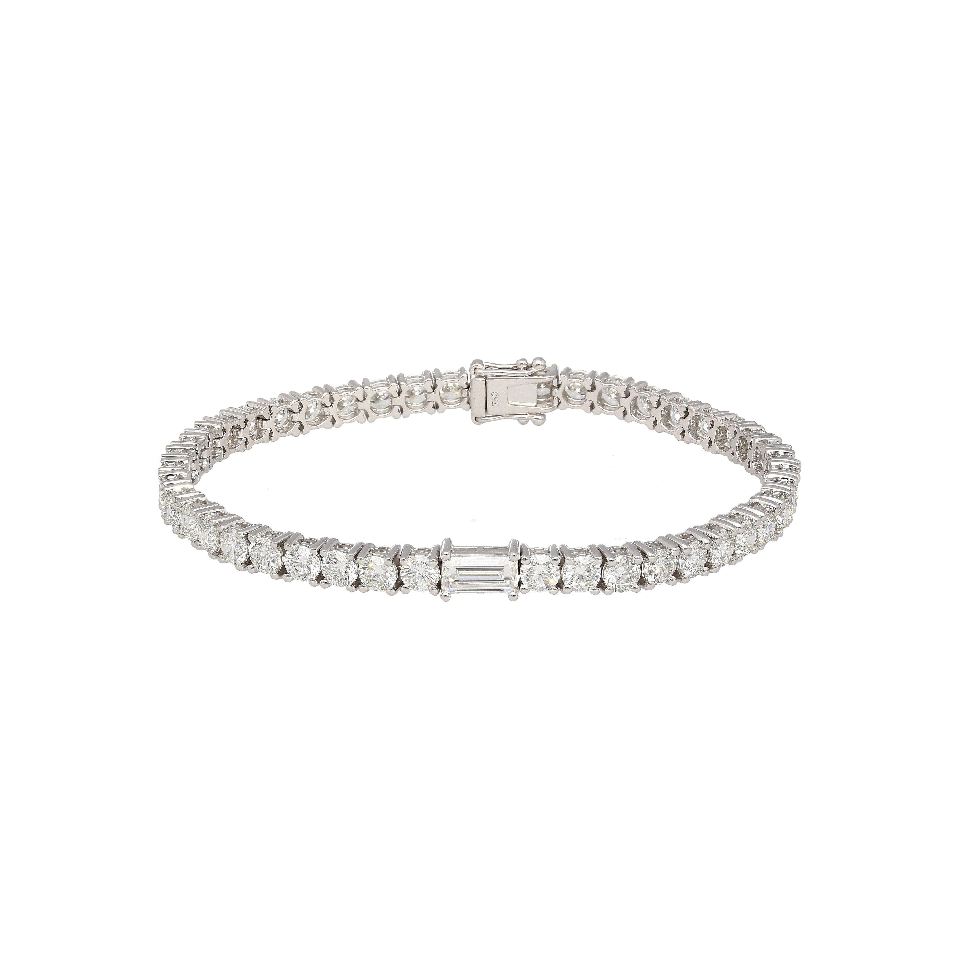 9-6 Carat Round & Emerald Cut Center Lab Diamond Tennis Bracelet in 18K