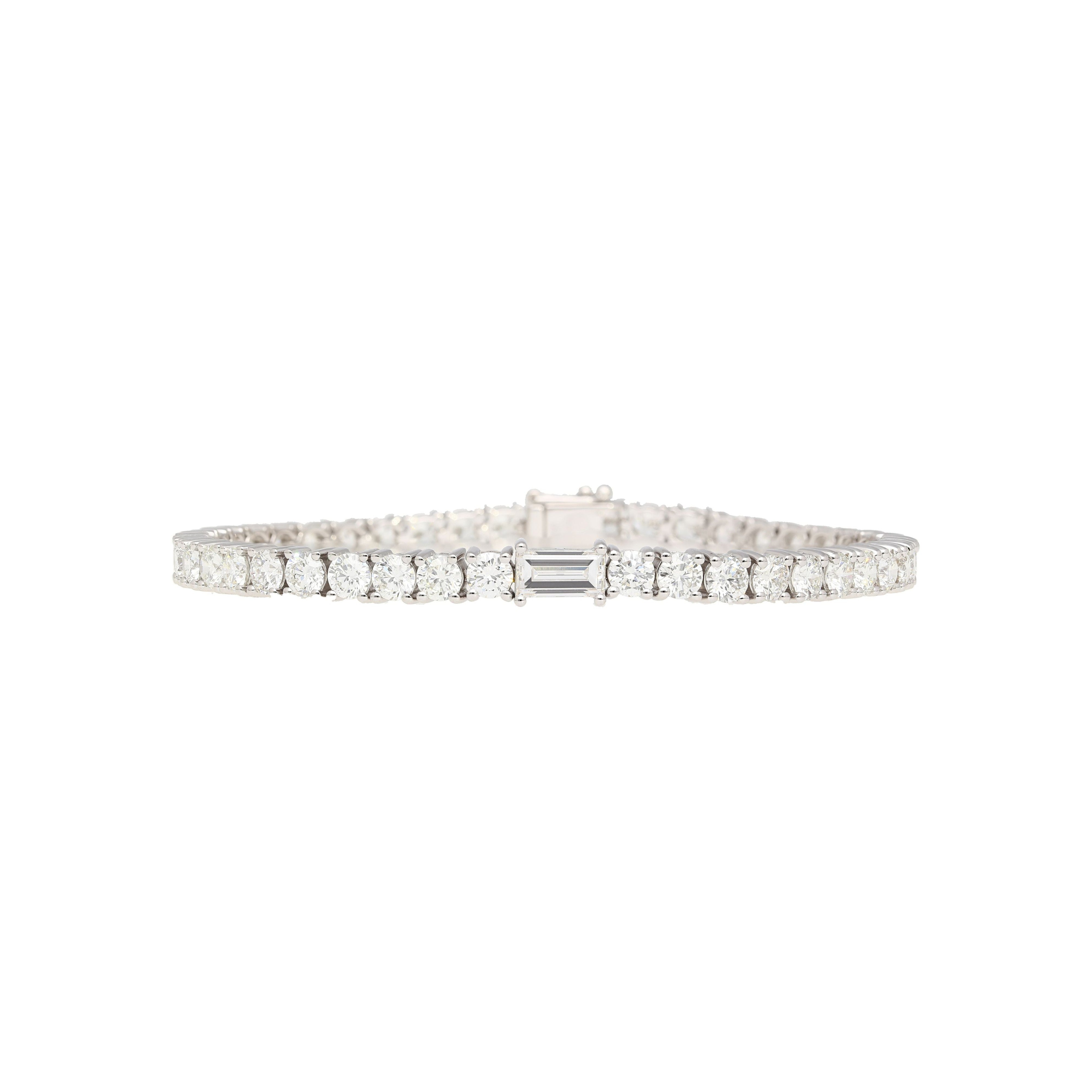 9-5 Carat Round & Emerald Cut Center Lab Diamond Tennis Bracelet in 18K-Bracelet-ASSAY