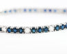 9 Carat Natural Blue Sapphire and Diamond Tennis Bracelet in 18K White Gold | 7 Inch 3MM