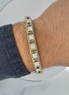 9 Carat Pave Diamond 14K Gold Mens Multi-Link Square Bracelet