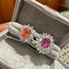 9.10 Carat Ceylon No Heat Padparadscha Pinkish Orange Sapphire and Diamond Ring