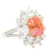 9.10 Carat Ceylon No Heat Padparadscha Pinkish Orange Sapphire and Diamond Ring