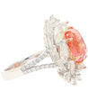 9.10 Carat Ceylon No Heat Padparadscha Pinkish Orange Sapphire and Diamond Ring