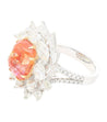 9.10 Carat Ceylon No Heat Padparadscha Pinkish Orange Sapphire and Diamond Ring