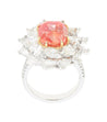 9.10 Carat Ceylon No Heat Padparadscha Pinkish Orange Sapphire and Diamond Ring