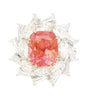 9.10 Carat Ceylon No Heat Padparadscha Pinkish Orange Sapphire and Diamond Ring