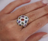 9.31 CTTW Mixed Color Sapphire, Amethyst, Garnet, Diamond Cluster Ring