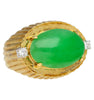 9.40 Carat Type A Fei Cui Jadeite Jade and Diamond Ring in Textured 18K Gold