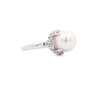 9.5mm South Sea White Pearl and Baguette Diamond Ring in Platinum