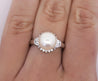 9.5mm South Sea White Pearl and Baguette Diamond Ring in Platinum